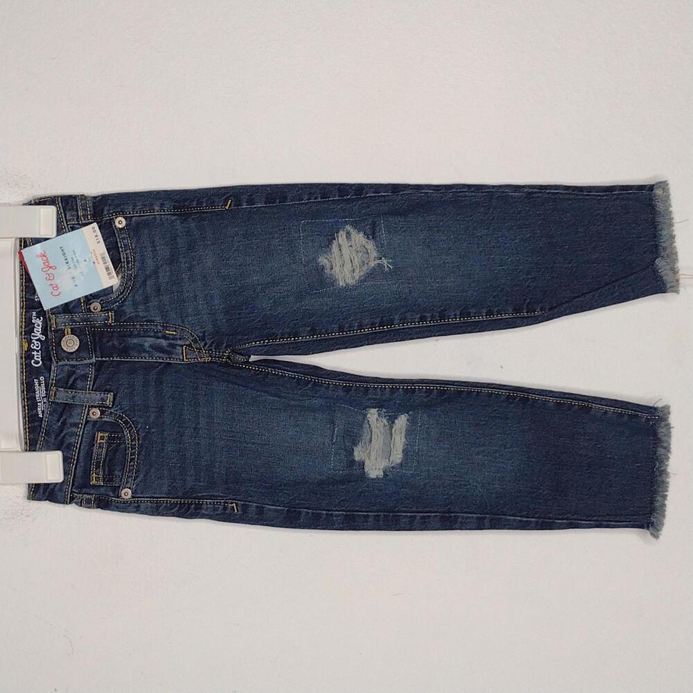 NWT Cat & Jack Girl's Ankle Straight High Rise/Adjustable Waist Jeans Size 4